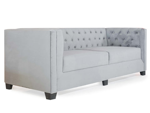 Windsor 3 Seater Sofa In Grey Velvet Fabric