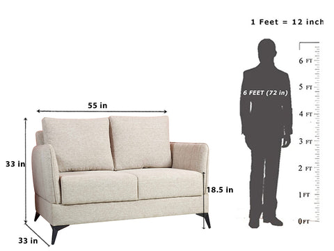 Corita Two Seater Sofa In Premium Cotton Fabric