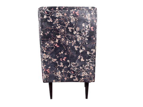 Genoa Wing Chair In Premium Suede Floral Fabric