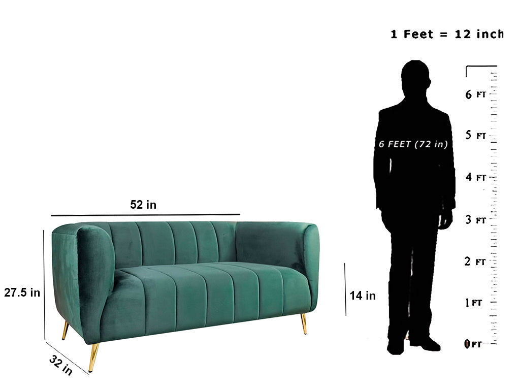 Haaken 2 Seater Sofa in Premium Velvet Fabric