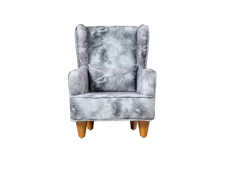 Genoa mini Wing Chair In Premium Suede Grey Fabric