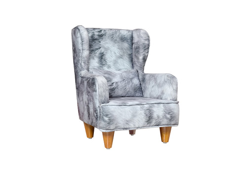 Genoa mini Wing Chair In Premium Suede Grey Fabric