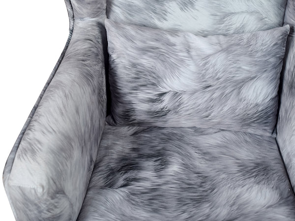 Genoa mini Wing Chair In Premium Suede Grey Fabric