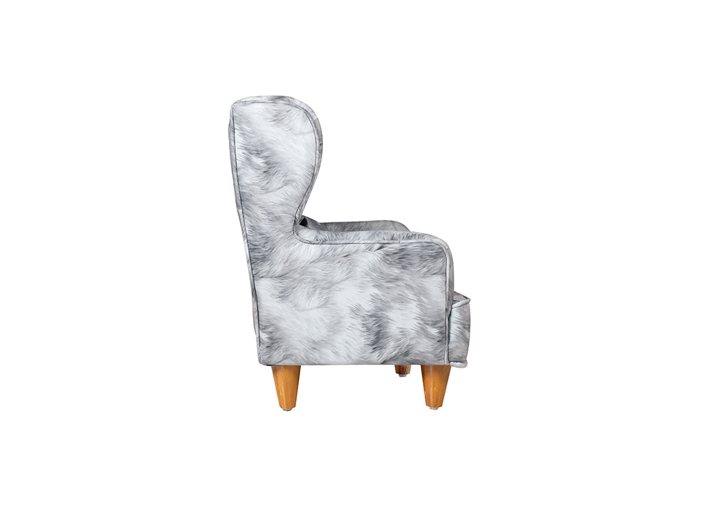 Genoa mini Wing Chair In Premium Suede Grey Fabric