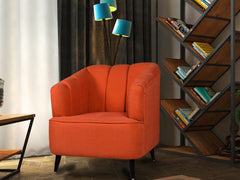 Nelio Lounge Chair in Burnt Orange Color In Jute Fabric
