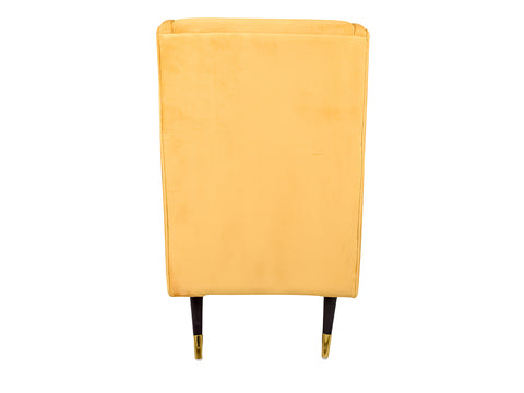Genoa Wing Chair in Yellow Velvet Fabric