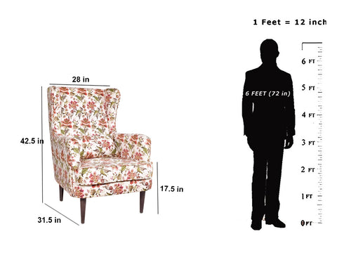 Genoa Wing Chair in Floral fabric
