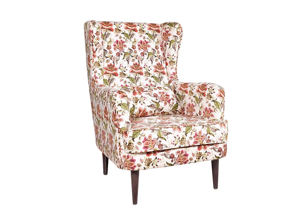 Genoa Wing Chair in Floral fabric