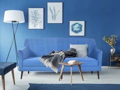 Lucas 3 Seater Sofa in Premium Blue Velvet Fabric