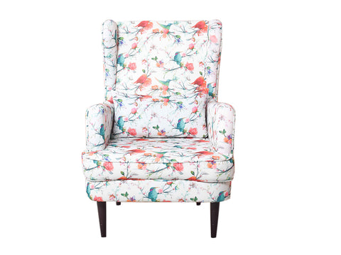 Genoa Wing Chair in Floral Cotton Fabric