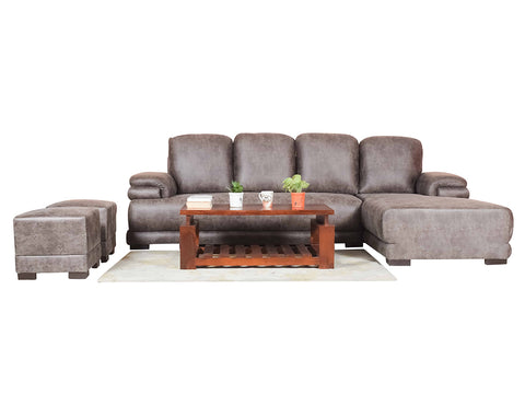 Rosario L Shape Sectional Sofa With Pouffe
