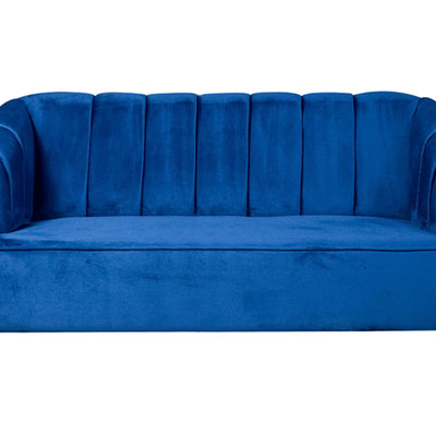 Nelio Three Seater Sofa in Blue Velvet Fabric