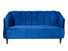 Nelio Three Seater Sofa in Blue Velvet Fabric