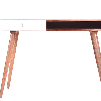Roswell Study Desk In Teak Finish & White Drawer