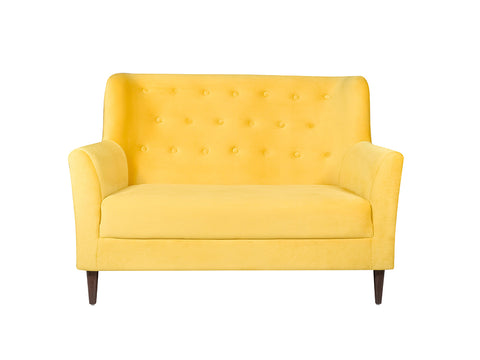 Frida Loveseat 2 Seater Sofa In Yellow Velvet Fabric