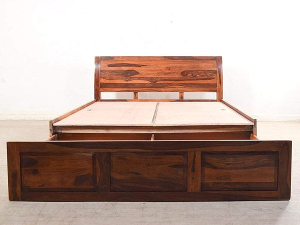Hamilton King Size Bed With Pull Out Drawer Storage In Teak Finish