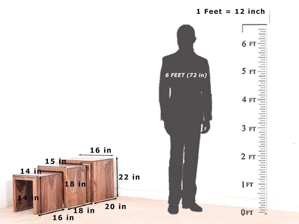 Buy Hamilton Nested Stools In Teak Finish - GetMyCouch