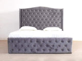 Holmebrook King Size Bed With Storage in Luxe Grey Fabric