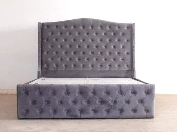 Holmebrook King Size Bed With Storage in Luxe Grey Fabric