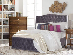 Holmebrook King Size Bed With Storage in Luxe Grey Fabric