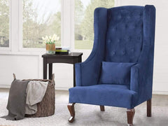 Janet Chesterfield High Back Wing Chair In Premium Fabric