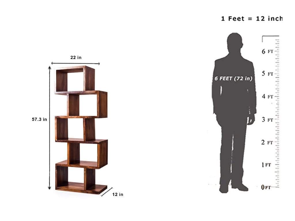 Jefferson Bookshelf cum Display Cabinet in Teak Finish by WoodsWorth GMC Standard Storage FN-GMC-008422