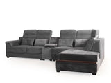 Lambert Sectional Home Theatre Sofa With Boosters in Luxe Grey Fabric