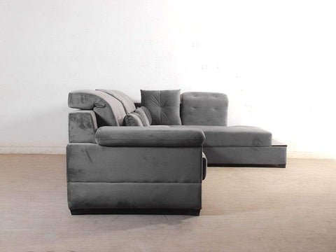 Lambert Sectional Home Theatre Sofa With Boosters in Luxe Grey Fabric