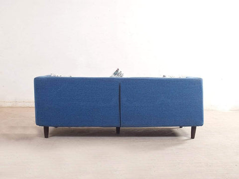 Liana 3 Seater Sofa In Blue Cotton Fabric