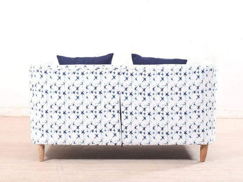 Liana Love Seat In Blue Print Cotton Fabric