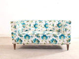 Liana Love Seat In Floral Green Cotton Fabric