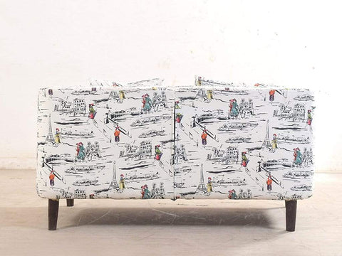 Liana Love Seat In Printed Cotton Fabric