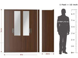 Nevada Engineered Wood 4 Door Wardrobe With Mirror In Walnut