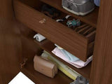 Nevada Engineered Wood 4 Door Wardrobe With Mirror In Walnut