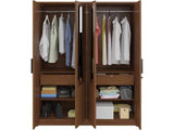 Nevada Engineered Wood 4 Door Wardrobe With Mirror In Walnut