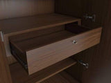Nevada Engineered Wood 4 Door Wardrobe With Mirror In Walnut
