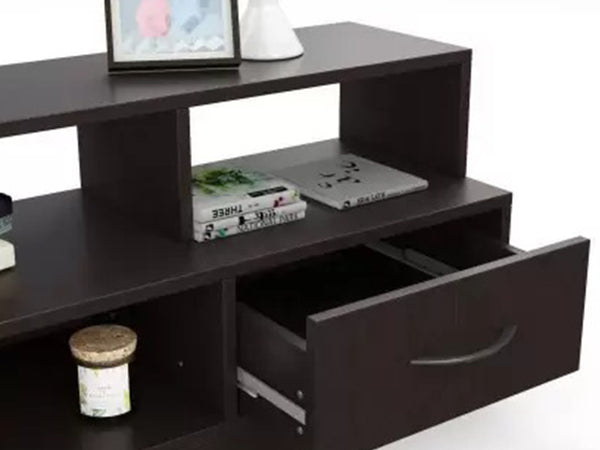 Home Full Engineered Wood TV Entertainment Unit In Black Finish