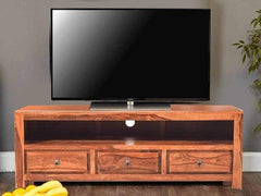 Pippin TV Unit With Three Drawer In Teak Finish