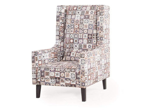 Rachel Wing Chair In Premium Printed Luxe Fabric