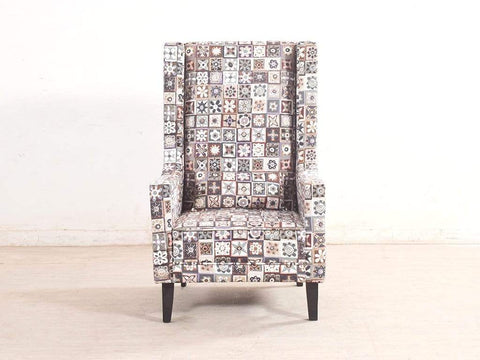 Rachel Wing Chair In Premium Printed Luxe Fabric