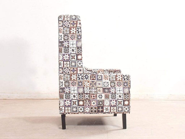 Rachel Wing Chair In Premium Printed Luxe Fabric