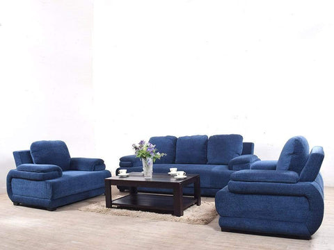 Rosario Five Seater Sofa Set In Blue Color (3+1+1)