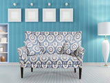 Valdemar High Back Two Seater Sofa In Blue Print