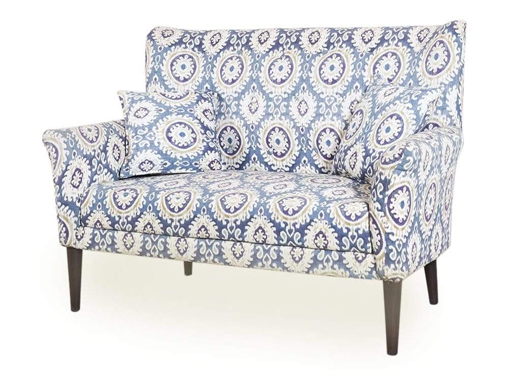 Valdemar High Back Two Seater Sofa In Blue Print