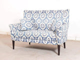 Valdemar High Back Two Seater Sofa In Blue Print