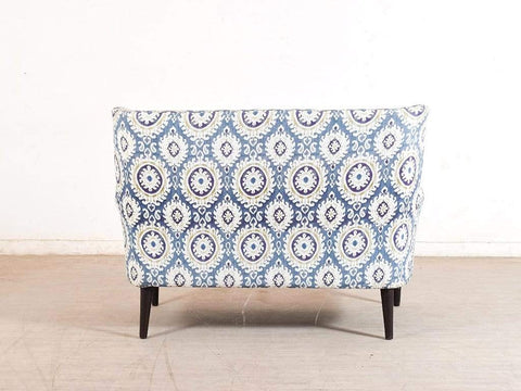 Valdemar High Back Two Seater Sofa In Blue Print