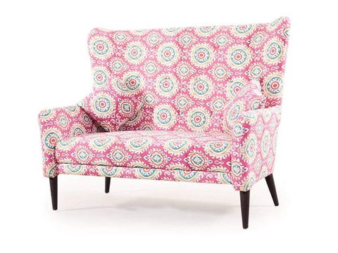 Valdemar High Back Two Seater Sofa In Coral