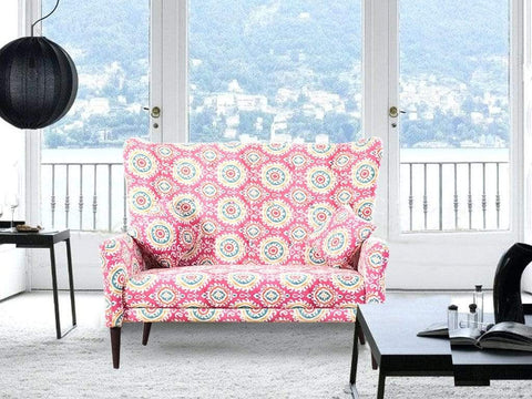 Valdemar High Back Two Seater Sofa In Coral