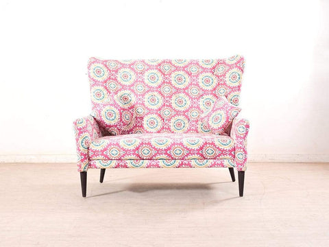 Valdemar High Back Two Seater Sofa In Coral