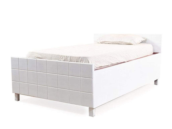 Valor Mini Queen Size Bed With Box Storage In White Finish